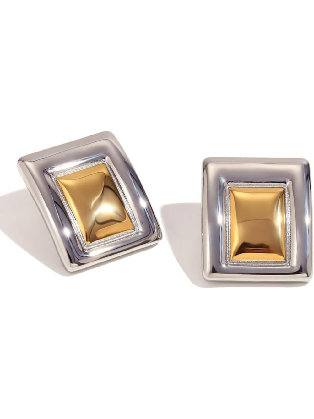 Stylish Chunky Gold Rectangle Earrings - Statement Jewelry for Women